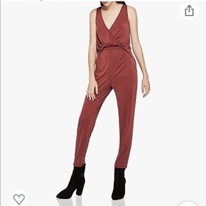 BCBGeneration Drapey-Back Surplice Jumpsuit. Ruby Wine. Size S. NWT.